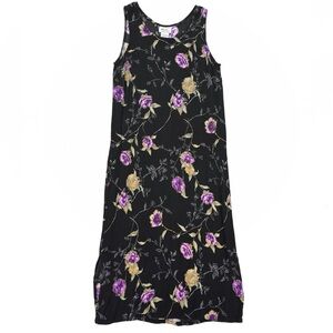 Vintage 90s Kathie Lee Collection Black Textured Purple Grunge Fairy Maxidress